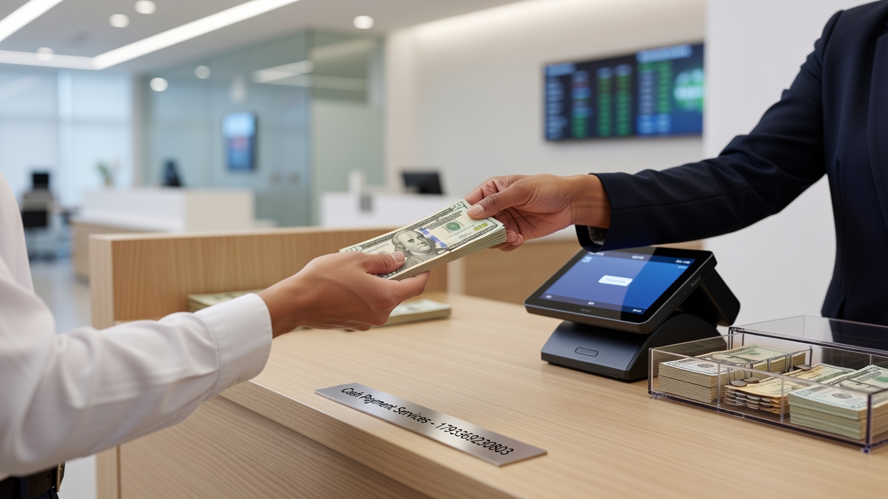 Secure vault facility processing incoming cash deposits with verification equipment