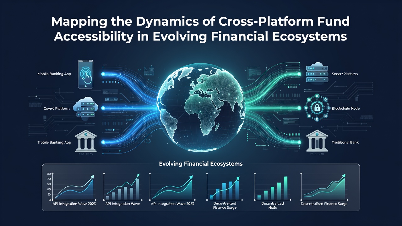 Overview of interconnected financial platforms showing data flows between banks, digital wallets, and payment networks