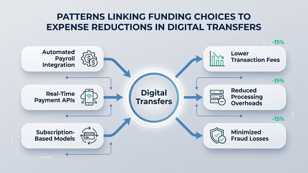 Diagram illustrating network integration patterns between funding sources and reduced transfer expenses