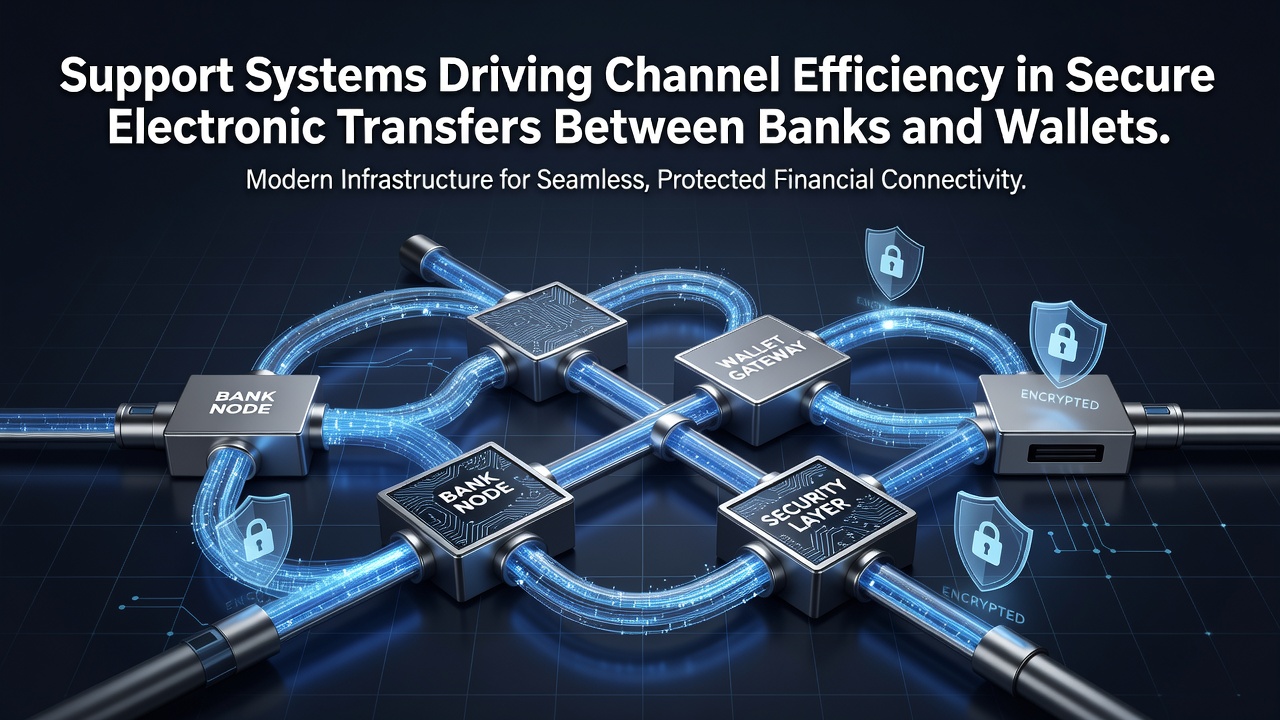 Support systems integrated with bank and e-wallet transfer channels showing real-time assistance interfaces
