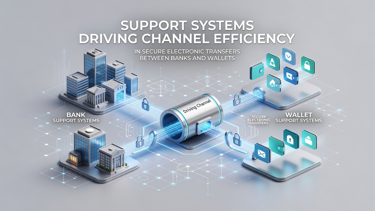 Team of financial support specialists monitoring multi-channel bank and wallet transfer activity on integrated dashboards